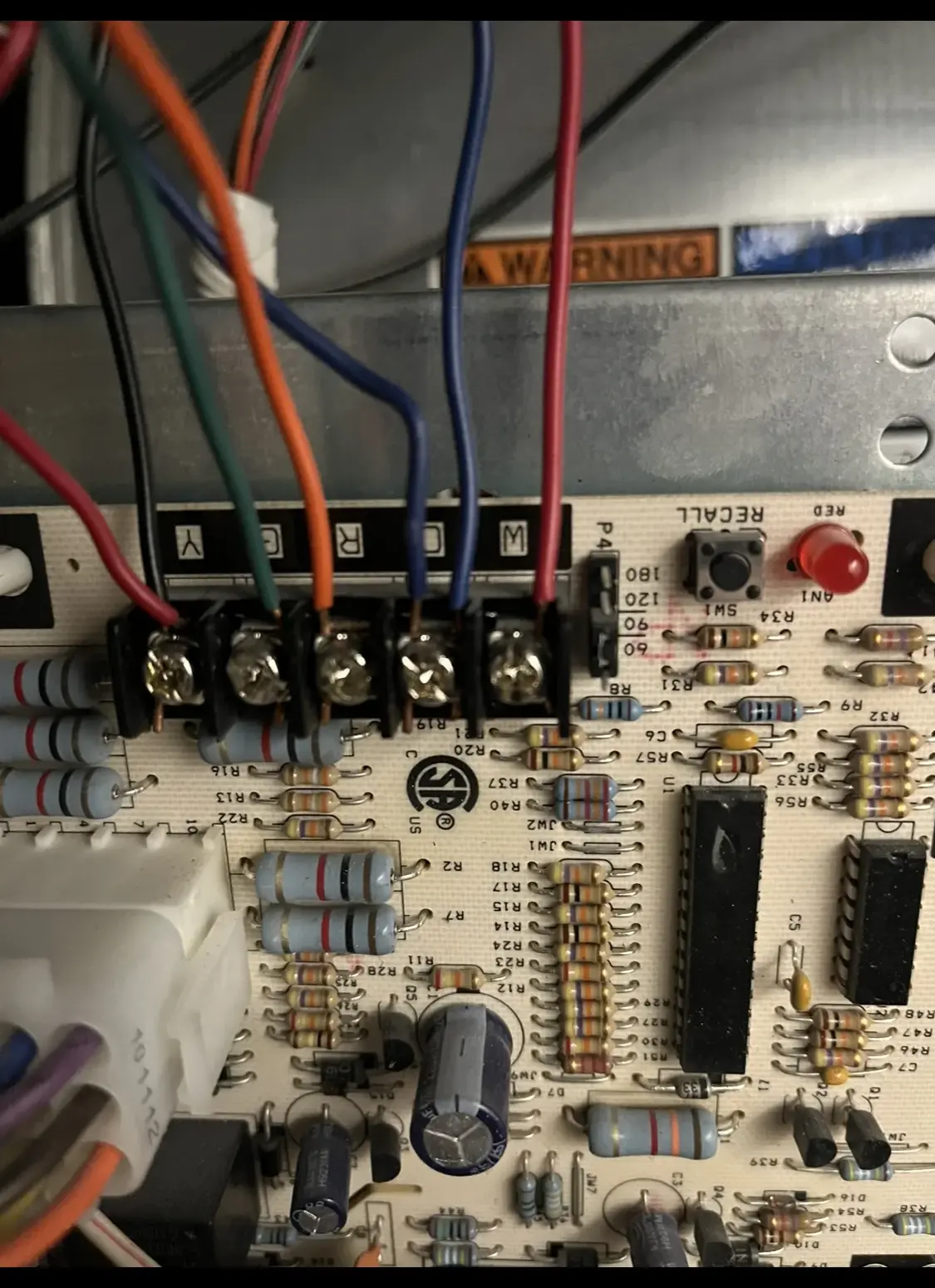 Furnace control board and low-voltage terminals during diagnostics
